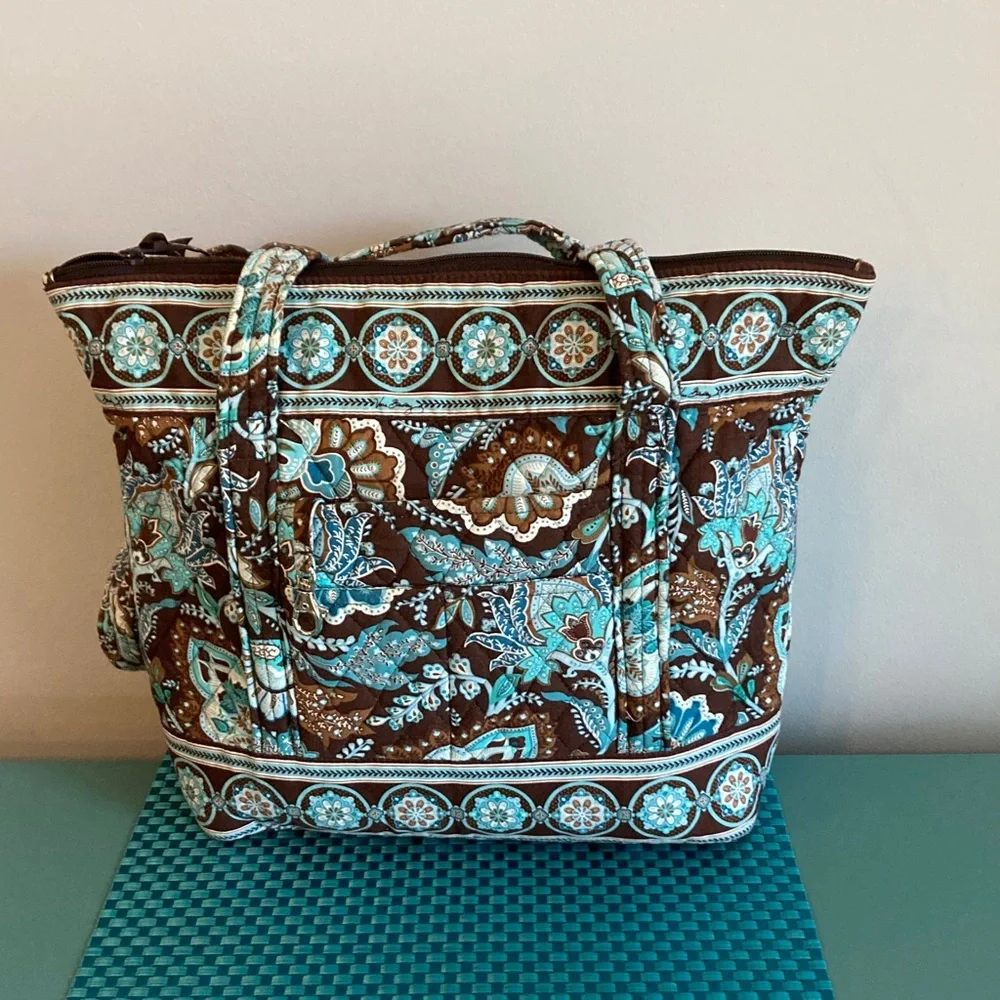 Vera Bradley Java Blue Tote Bag Made in USA - Picture 3 of 16